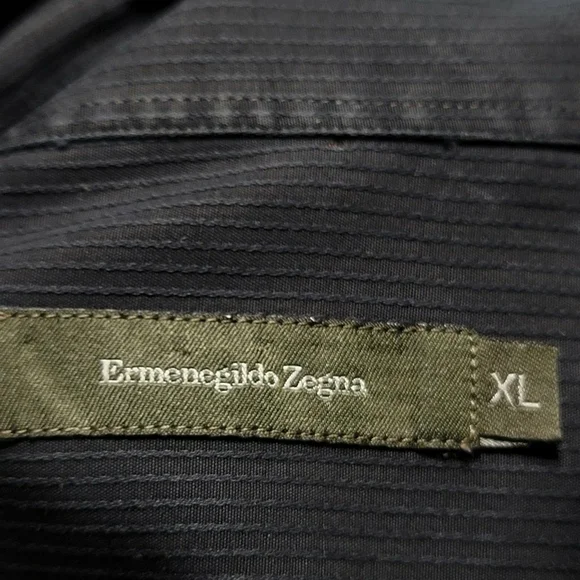 Ermenegildo Zegna Shirt Mens Size XL Dark Gray Button Up Dress Casual Italy Made - Picture 4 of 8